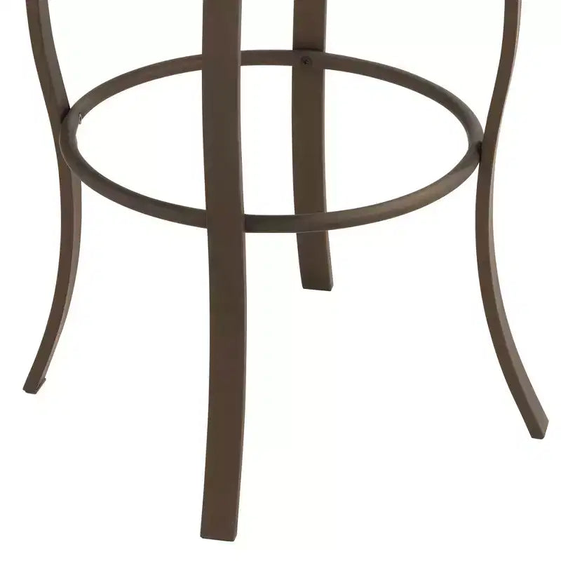 Tabouret de bar pivotant Elm Lane Haidar en métal bronze marron 63,5 cm de haut, coussin rond traditionnel en similicuir avec dossier et repose-pieds pour comptoir de cuisine