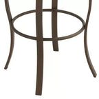 Tabouret de bar pivotant Elm Lane Haidar en métal bronze marron 63,5 cm de haut, coussin rond traditionnel en similicuir avec dossier et repose-pieds pour comptoir de cuisine