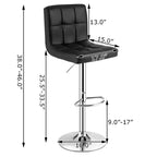 Costway Tabouret de bar pivotant réglable Hauteur comptoir Siège en similicuir avec dossier Noir