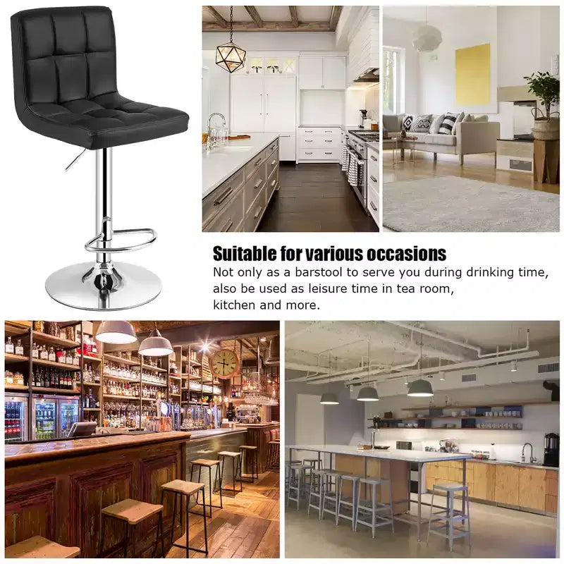 Costway Tabouret de bar pivotant réglable Hauteur comptoir Siège en similicuir avec dossier Noir
