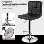 Costway Tabouret de bar pivotant réglable Hauteur comptoir Siège en similicuir avec dossier Noir
