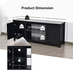 Meuble TV Costway 150 cm avec console média et armoire de rangement pour téléviseur 65", coloris naturel/noir/café