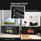 Meuble TV Costway 150 cm avec console média et armoire de rangement pour téléviseur 65", coloris naturel/noir/café