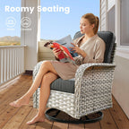 Ensemble de 9 chaises pivotantes en osier OVIOS pour l'extérieur avec table brasero