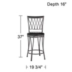 Tabourets de bar pivotants en métal noir Elm Lane Dominick, lot de 2, hauteur 62,2 cm, coussin rond rembourré traditionnel avec dossier et repose-pieds pour comptoir de cuisine