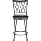 Tabourets de bar pivotants en métal noir Elm Lane Dominick, lot de 2, hauteur 62,2 cm, coussin rond rembourré traditionnel avec dossier et repose-pieds pour comptoir de cuisine