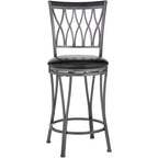 Tabourets de bar pivotants en métal noir Elm Lane Dominick, lot de 2, hauteur 62,2 cm, coussin rond rembourré traditionnel avec dossier et repose-pieds pour comptoir de cuisine