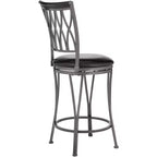 Tabourets de bar pivotants en métal noir Elm Lane Dominick, lot de 2, hauteur 62,2 cm, coussin rond rembourré traditionnel avec dossier et repose-pieds pour comptoir de cuisine