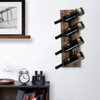 Range-bouteilles mural pour 4 bouteilles de vin Twine, casier à vin rustique de ferme en fer, en métal et en bois, rangement à vin, décoration de bar, cadeaux de pendaison de crémaillère pour hommes, 8 x 23,75