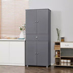 HOMCOM Buffet de cuisine autoportant de 183 cm avec 2 grands placards à double porte et 1 tiroir central, gris