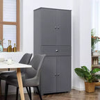HOMCOM Buffet de cuisine autoportant de 183 cm avec 2 grands placards à double porte et 1 tiroir central, gris