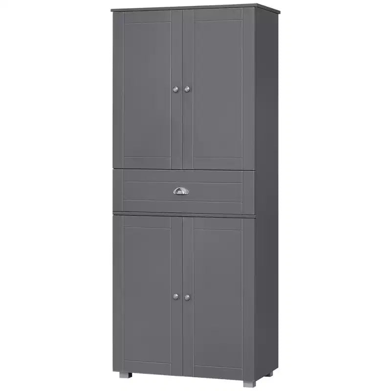 HOMCOM Buffet de cuisine autoportant de 183 cm avec 2 grands placards à double porte et 1 tiroir central, gris