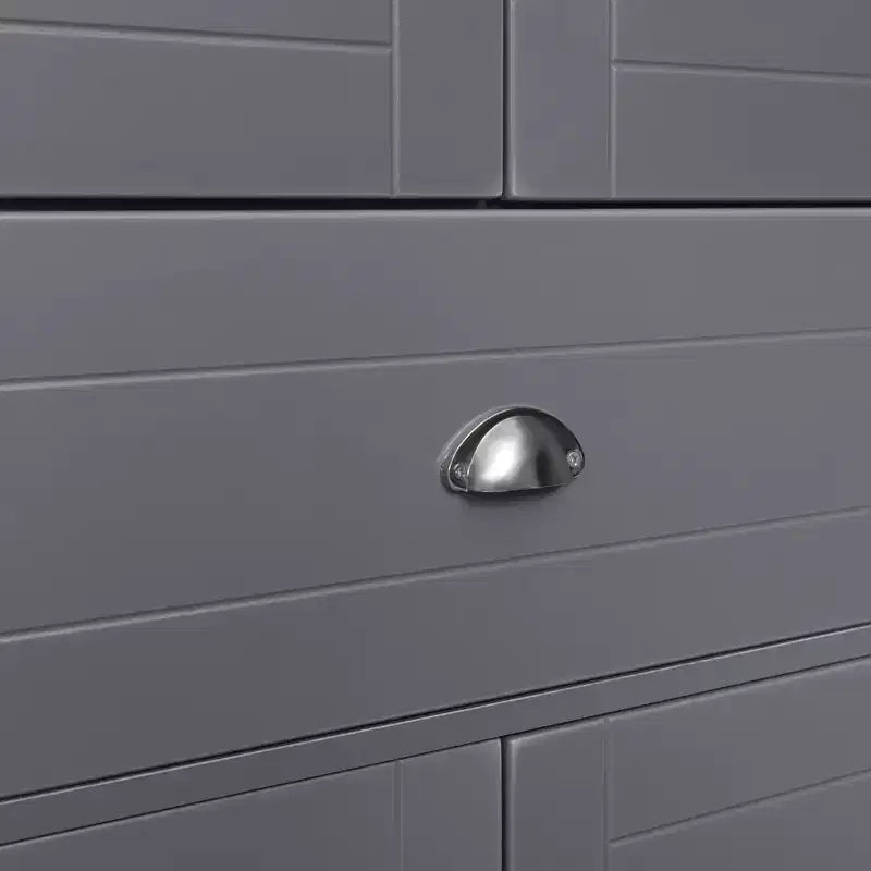 HOMCOM Buffet de cuisine autoportant de 183 cm avec 2 grands placards à double porte et 1 tiroir central, gris