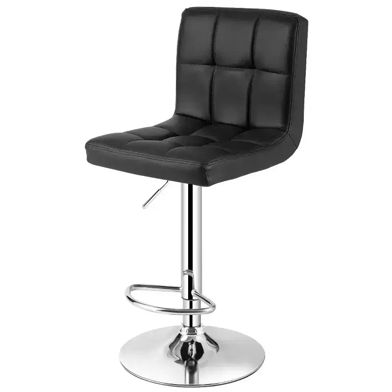 Costway Lot de 2 tabourets de bar en cuir PU, réglables, dossier bas, pivotants, pour pub, noirs