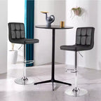 Costway Lot de 2 tabourets de bar en cuir PU, réglables, dossier bas, pivotants, pour pub, noirs