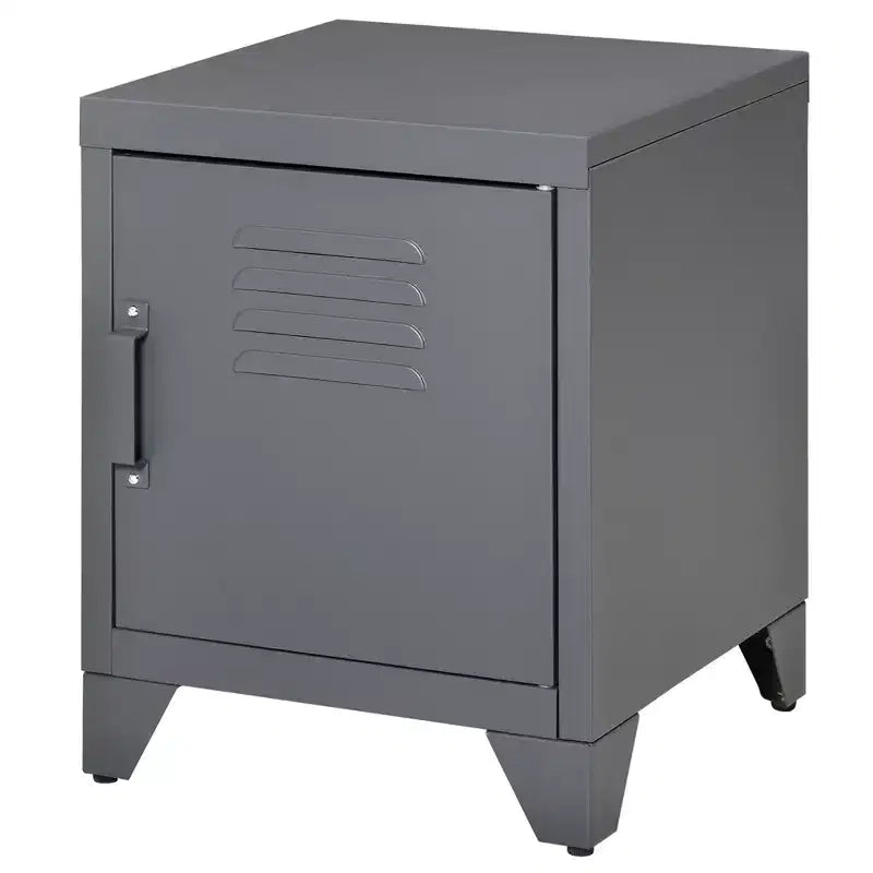 HOMCOM Table d'appoint industrielle, Table d'appoint de salon avec porte style casier et étagère réglable
