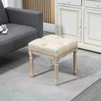 HOMCOM Pouf Vintage 40 cm, Repose-pieds capitonné avec Siège Rembourré, Pieds en Bois Rustique pour Chambre, Salon