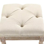 HOMCOM Pouf Vintage 40 cm, Repose-pieds capitonné avec Siège Rembourré, Pieds en Bois Rustique pour Chambre, Salon
