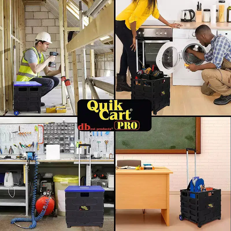 dbest products Quik Cart Pro Caisse Roulante à Roues Utilité Enseignant avec Siège Panier Pliable Robuste avec Poignée