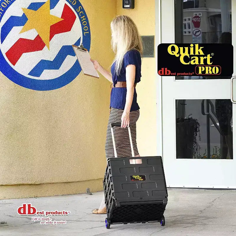 dbest products Quik Cart Pro Caisse Roulante à Roues Utilité Enseignant avec Siège Panier Pliable Robuste avec Poignée