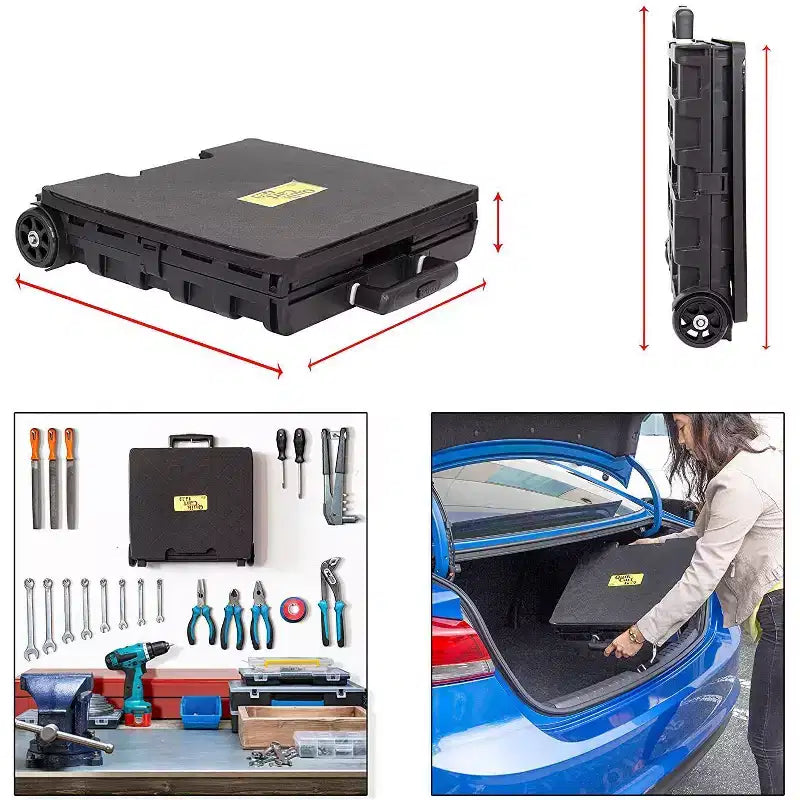 dbest products Quik Cart Pro Caisse Roulante à Roues Utilité Enseignant avec Siège Panier Pliable Robuste avec Poignée
