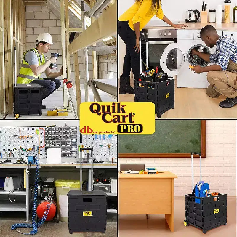 dbest products Quik Cart Pro Caisse Roulante à Roues Utilité Enseignant avec Siège Panier Pliable Robuste avec Poignée