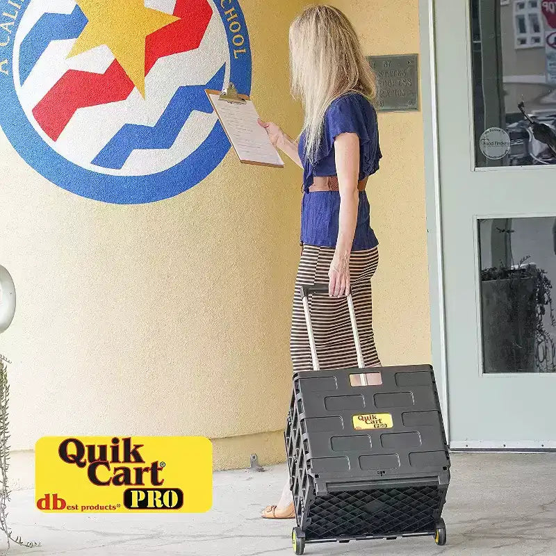 dbest products Quik Cart Pro Caisse Roulante à Roues Utilité Enseignant avec Siège Panier Pliable Robuste avec Poignée