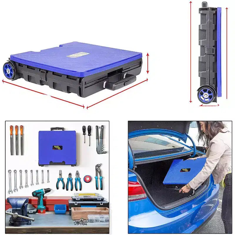 dbest products Quik Cart Pro Caisse Roulante à Roues Utilité Enseignant avec Siège Panier Pliable Robuste avec Poignée