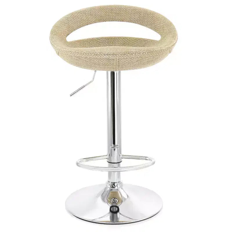 Tabouret de bar réglable 2 pièces Elama en rotin gris avec base chromée