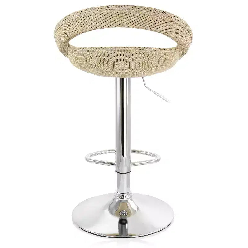 Tabouret de bar réglable 2 pièces Elama en rotin gris avec base chromée
