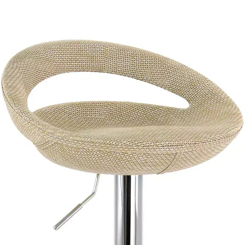 Tabouret de bar réglable 2 pièces Elama en rotin gris avec base chromée