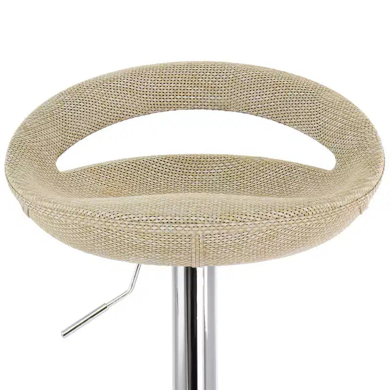Tabouret de bar réglable 2 pièces Elama en rotin gris avec base chromée