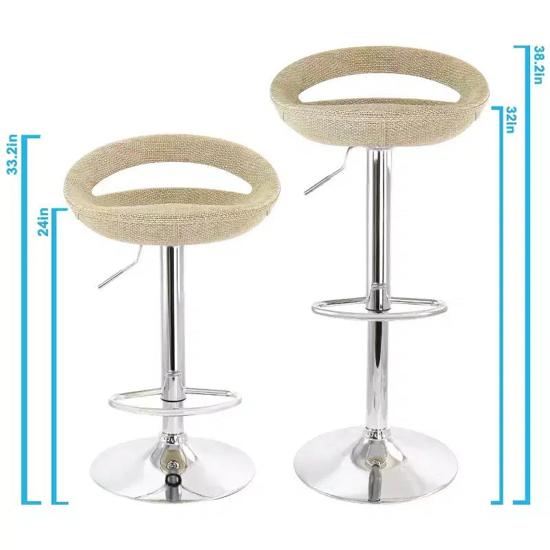 Tabouret de bar réglable 2 pièces Elama en rotin gris avec base chromée