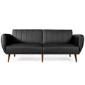 Costway Convertible Futon Sofa Bed PU Adjustable Couch Sleeper w/Wood Legs