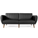 Costway Convertible Futon Sofa Bed PU Adjustable Couch Sleeper w/Wood Legs