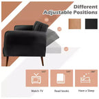 Canapé Futon Convertible Costway avec Revêtement en PU et Pieds en Bois, Réglable
