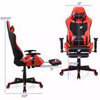 Chaise de massage gaming Costway inclinable avec support lombaire massant et repose-pieds