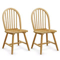 Costway Set of 2 Vintage Windsor Dining Side Chair Wood Spindleback Kitchen Room Natural