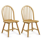 Costway Set of 2 Vintage Windsor Dining Side Chair Wood Spindleback Kitchen Room Natural