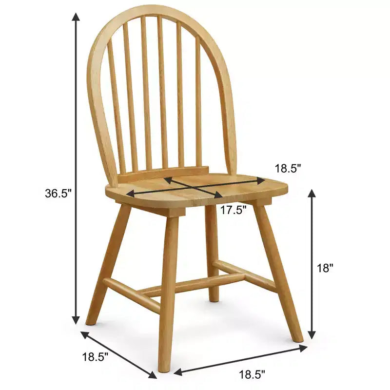 Lot de 2 chaises de salle à manger Windsor vintage Costway, dossier à fuseaux en bois, cuisine, couleur naturelle