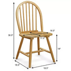 Lot de 2 chaises de salle à manger Windsor vintage Costway, dossier à fuseaux en bois, cuisine, couleur naturelle