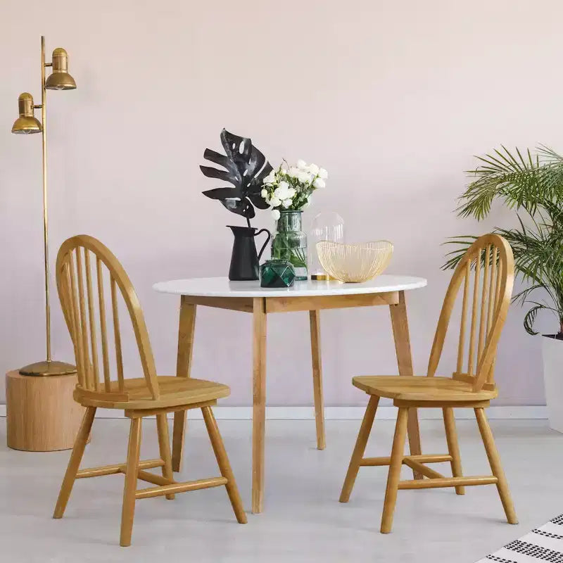 Lot de 2 chaises de salle à manger Windsor vintage Costway, dossier à fuseaux en bois, cuisine, couleur naturelle