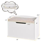 Costway Coffre à Jouets en Bois pour Enfants, Banc de Rangement avec Coussin et Charnière de Sécurité