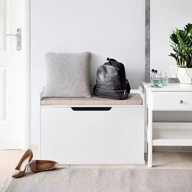 Costway Coffre à Jouets en Bois pour Enfants, Banc de Rangement avec Coussin et Charnière de Sécurité