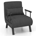Costway Folding 6 Position Armchair Lounge Couch Convertible Sleeper Bed w/ Pillow Gray
