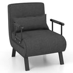 Costway Folding 6 Position Armchair Lounge Couch Convertible Sleeper Bed w/ Pillow Gray
