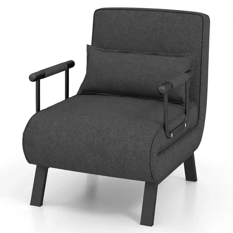Fauteuil inclinable pliant Costway 6 positions, canapé convertible avec oreiller gris