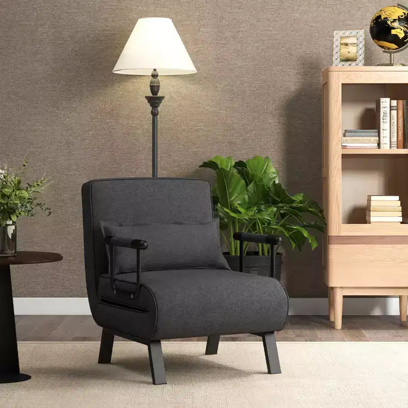 Fauteuil inclinable pliant Costway 6 positions, canapé convertible avec oreiller gris