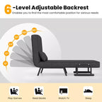 Fauteuil inclinable pliant Costway 6 positions, canapé convertible avec oreiller gris