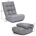 Costway Fauteuil de sol 4 positions pliant avec dossier et appui-tête réglables Gris